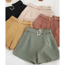 2020 Summer Harajuku Korean Short Solid Color  Elastic Waist Women Mini High Waist Shorts With Belt Wide Leg Wholesale 2024 - buy cheap