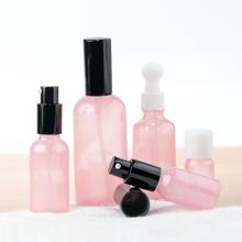 Frascos rellenables de viaje para cosméticos, botella vacía de vidrio rosa, bomba de loción en aerosol negro, 5ml, 10ml, 15ml, 30ml, 50ml, 100ml, 30 Uds. 2024 - compra barato