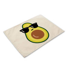 Funny Avocado Pattern Placemat Fruit Dining Table Mat Cotton Linen Drink Coaster Bowl Cup Mats Kitchen Pads 42*32cm Home Decors 2024 - buy cheap