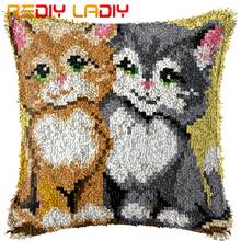 Latch Hook Kits Make Your Own Cushion Two Lovely Cats Printed Canvas Crochet Pillow Case Latch Hook Cushion Front Hobby & Crafts 2024 - buy cheap