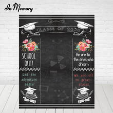 InMemory 5x7ft Graduation Party Photography Backgrounds Blackboard Cap Flowers Book Diploma Backdrop Decoration Photocall 2024 - buy cheap