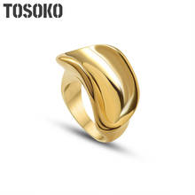 TOSOKO Stainless Steel Jewelry Curved Exaggeration Handmade Precision Casting Ring Female Hip Hop Ring BSA162 2024 - buy cheap