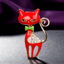 Zlxgirl-broche de gato con lazo para mujer, joyería de cuatro colores esmaltados, alfileres de bufanda de animal, accesorio de hijab punk para mujer 2024 - compra barato