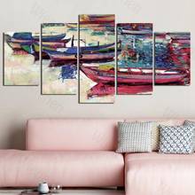 Oil Painting Boat View 5 Pieces Poster Home Decoration for Living Room Bedroom Wall Art Canvas Print Mural Painting Frameless 2024 - buy cheap