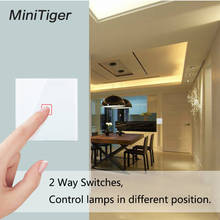 Minitiger-Interruptor táctil con Panel de cristal para pared, pulsador táctil estándar europeo de 1 entrada y 2 mandos, 170-240V 2024 - compra barato
