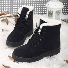Moda feminina botas de inverno 2021 pele quente botas de neve botas de tornozelo de pelúcia palmilha manter sapatos quentes mulher senhoras sapatos dedo do pé redondo 2024 - compre barato