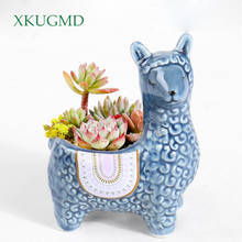 Alpaca Sculpture Ceramic Flower Pot Succulent Plant Potted Desktop Flower Arrangement Container Home Decoration Planter 2024 - buy cheap