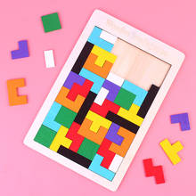 Rompecabezas 3D colorido Tangram de madera para niños, juego de juguetes de matemáticas, juguete educativo intelectual para niños preescolares 2024 - compra barato