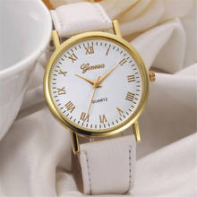 Geneva Fashion Unisex Leisure Dial Leather Band Analog Quartz Wrist Watch Retro Roman numerals Dial Women Clock Ladies Simple 40 2024 - buy cheap