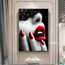 Абстрактный макияж девушка холст настенные картины художественные плакаты и принты сексуальные губы холст искусство картины для гостиной Куадрос 2024 - купить недорого