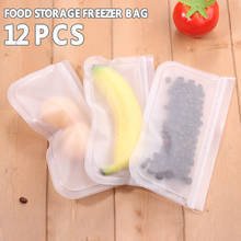 12pçs sacos de armazenamento de alimentos, sacos reutilizáveis de freezer, sacos de cozinha a vácuo fresco, ziplock para peças de cozinha 2024 - compre barato