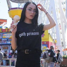 Женская футболка с графическим принтом Goth Princess, Повседневная хлопковая футболка с коротким рукавом в стиле Харадзюку, Прямая поставка 2024 - купить недорого