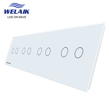 Welaik-interruptor de parede com luz led, quadro eu, 4 quadros, 2gang, cristal branco, painel de vidro temperado, somente peças, diy, 293*80mm, a492w1 2024 - compre barato