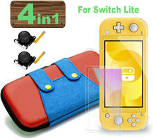 Портативный жесткий чехол, дорожная сумка, чехол для Nintendo Switch Lite с 2 упаковками, Защитная пленка для экрана, сменный джойстик 2024 - купить недорого