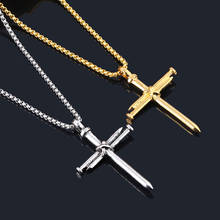 Hip Hop Jewelry Splicing Nail Cross Necklace Black Gold Chain Cross Pendant Necklace for Men Jewelry Accessories 2024 - buy cheap