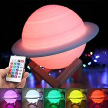 3D Printing Saturn Lamp USB Home Decoration Bedroom LED Night Light 16 Colors  Sky Planet Moon light With Remote Controller 2024 - buy cheap