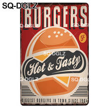 [SQ-DGLZ] Fasty BURGERS Metal Sign Vintage Bar Decor Tin Sign Plaque Vintage Pub Bar Decor Metal Borden Art Poster Plate 2024 - buy cheap