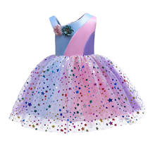 Vestido de princesa con tutú de arcoíris para niñas, traje de boda, fiesta de cumpleaños, ropa para niños 2024 - compra barato