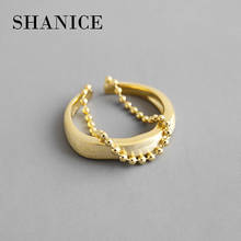 SHANICE-anillo abierto Vintage de Plata de Ley 925 para mujer, Color dorado, cadena de cuentas de doble capa, anillos ajustables de plata tailandesa 2024 - compra barato