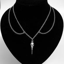 Подвеска в виде головы птицы, черепа, двойное ожерелье, Винтажный серебряный шарм, готическое ожерелье, ювелирные изделия, женский подарок на Хэллоуин. 2024 - купить недорого