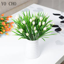 YO CHO Artificial Tulip Flower Bunch 7 Heads Fake Tulip Plastic Mini Bouquet Flowers DIY Home Party Outdoor Wedding Table Decor 2024 - buy cheap