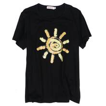 Camiseta de cuello redondo a la moda de verano para mujer, de manga corta Camiseta negra, camisetas holgadas de talla grande 3XL 2024 - compra barato