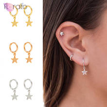 Pendientes de aro con hebilla en la oreja para mujer, aretes minimalistas con amuleto de estrella Huggie para mujer, regalo de joyería 2024 - compra barato