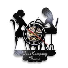 Custom Wall Clock Salon Company Name Vinyl Record Wall Clock Modern Design Personality Wall Decor For Beauty Nail Salon 2024 - buy cheap