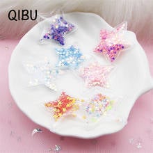 QIBU 10pcs Transparent PVC Applique Colorful Glitter Sequin Stars Patches For Clothing Garment DIY Hair Clip Accessories Patches 2024 - buy cheap