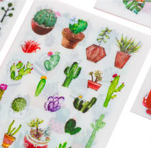 6pcs/pack Green Cactus Plant Decorative Adhesive Stickers Scrapbooking Stick Label DIY Diary Album Stickers 2 selection 2024 - buy cheap