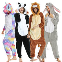 New Winter Unicorn Pajamas For Adults Kigurumi Animal Pyjamas Kids Lion Panda Onesie Boys Girls Sleepwear Unicornio Jumpsuit 2024 - buy cheap