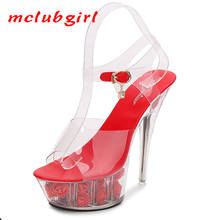Mclubgirl sapatos de salto alto femininos, sandálias de flores para festa, sapatos de pole dance, plataforma de cristal, lfd, 2020 2024 - compre barato