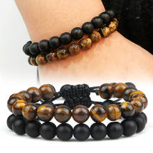 2pcs Men Beads Bracelet Tiger Eye Stone Charm Braided Onyx Lava Rock Beaded Bracelet for Women Yoga Jewelry Bangles Gift Friends 2024 - buy cheap