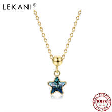 Lekani pentagrama pingente colares para mulher genuína 925 prata esterlina azul áustria cristal cor do ouro colar jóias finas 2024 - compre barato