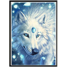 5d pintura diamante completa diy animal lobo gato leopardo bordado artesanal ponto cruz pasta mosaico de diamante 2024 - compre barato