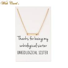 Wish Card Sister Letter Necklace Femme Bijoux Gold Color Link Chain Metal Strip Pendant Necklace Fashion Alloy Jewelry CN159 2024 - buy cheap