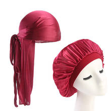 Unisex Long Tail Silky Durag Doo Rag Breathable Bandana And Wide Straps Waves Bonnet Chemo Cap Hat Headwear Hair Accessories 2024 - buy cheap