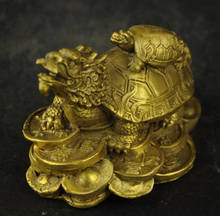 Tortuga de dragón tallada en cobre chino curativo, enviar tesoros, estatua rara, decoración de jardín de la suerte, latón 100% real, bronce 2024 - compra barato