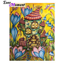 Ever moment pintura de diamante flor castelo borboleta arte inteiramente quadrado perfuração ponto cruz de diamante decoração de bordado asf2024 2024 - compre barato