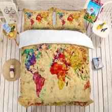 Juego de cama suave con mapa del mundo en 3D para niños y niñas, funda de edredón individual, tamaño Queen y King, personalizada, para el hogar 2024 - compra barato