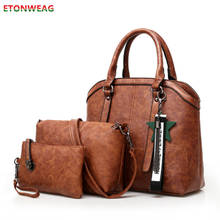 Vintage Handbag Women PU Leather Shoulder Bag Ladies Solid Composite Tote Casual 3 Pcs/set Female Crossbody bags Large capacity 2024 - buy cheap