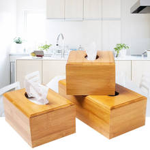 Caixa de lenços de madeira de bambu sólido, organizador de mesa para armazenar papel, guardanapos, estojo para decoração da casa 2024 - compre barato