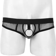 Cuecas transparentes para homens, cueca sissy para lingerie gay, cuecas com buraco para pênis 2024 - compre barato