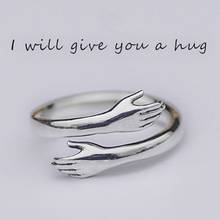 Hot New Silver Colour European And American Jewelry Love Hug Ring Retro Fashion Tide Flow Open Ring 2024 - buy cheap