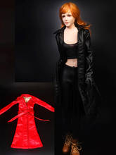 1/6 женская одежда тим101, красное/черное кожаное пальто, костюмы для экшн-фигурок с большим рядом пуговиц, куклы PH TBL JO 2024 - купить недорого