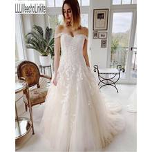 Ivory Lace Tulle Off The Shoulders Princess A-Line  Wedding Dresses Chapel Train Sleeveless Bridal Gowns Custom Made 2024 - buy cheap