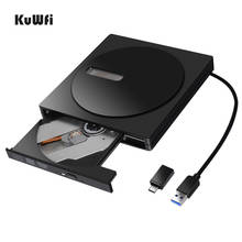 Kuwfi externo portátil CD-RW DVD-RW tipo c & usb3.0 cd dvd rom leitor de disco reescritor queimador para macbook ar/pro portátil 2024 - compre barato