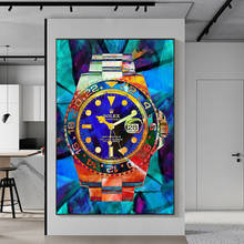 Современные Абстрактные цветные часы, картины на холсте, плакаты и принты, настенные художественные картины для гостиной, украшение для дома 2024 - купить недорого
