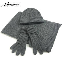 Conjunto de gorro y bufanda para hombre y mujer, conjunto de lana cálida para exteriores, conjunto de guantes, 3 uds. 2024 - compra barato