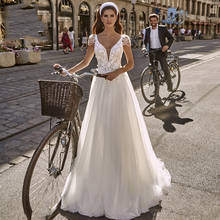 Spartree-vestido de noiva com decote em v, sem mangas, com contas, renda, frente única, princesa, costas nuas 2024 - compre barato